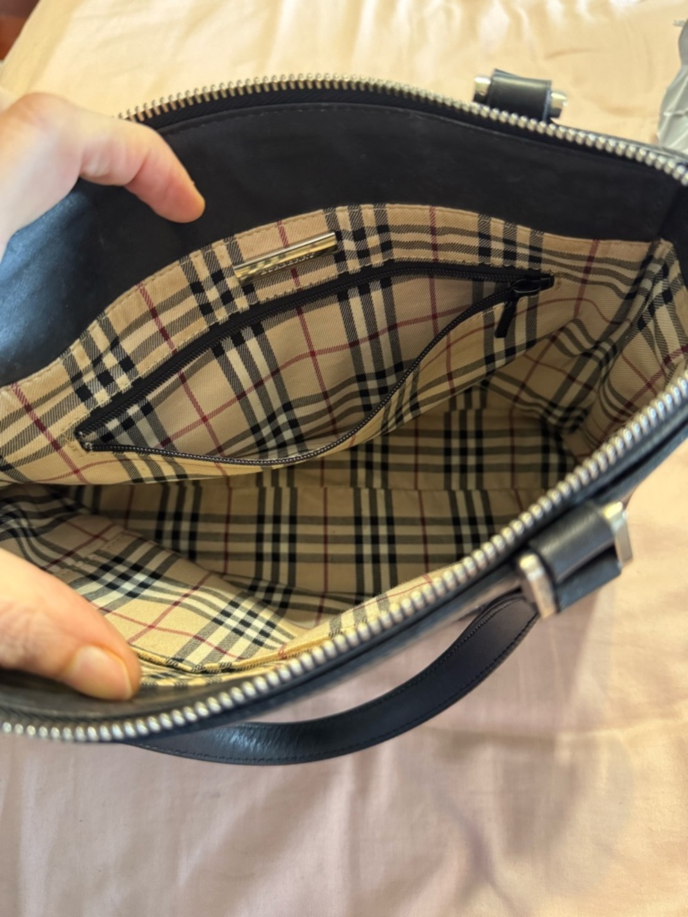 Burberry Black Leather Double-Handle Brief Bag
